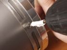 Drill out muffler riverts carefully